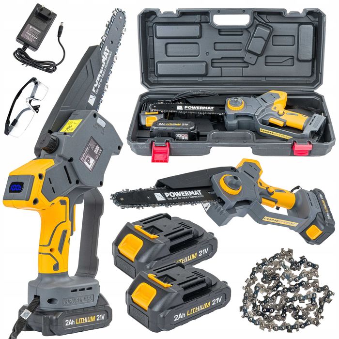Mini piła łańcuchowa akumulatorowa 2x2Ah POWERMAT PM-MPA-2AHM