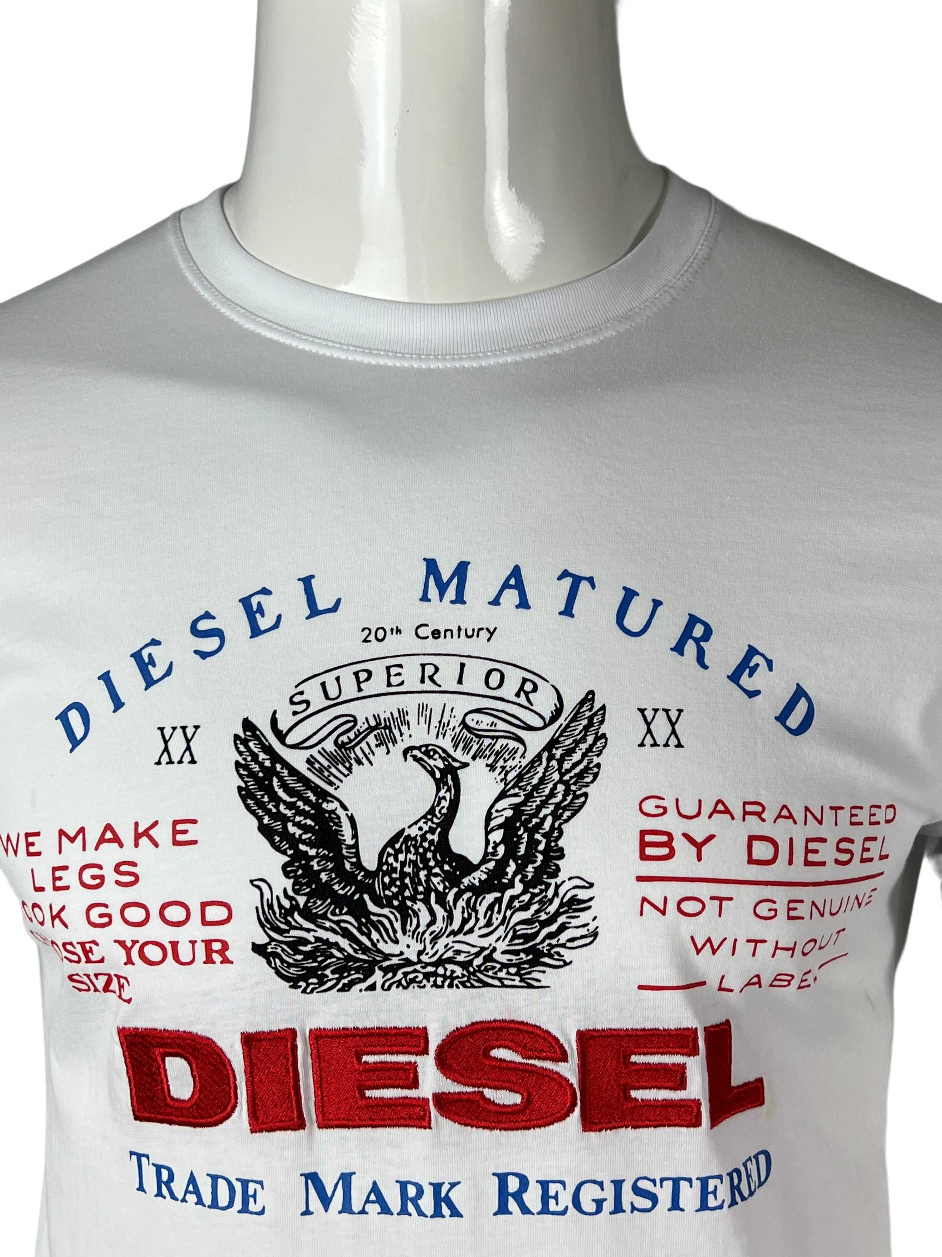 Diesel męski t-shirt koszulka kolor biały logo r. S