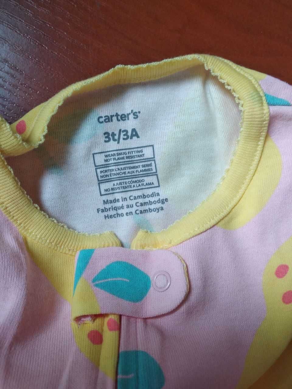 Піжама котонова для дівчинки Carter's 3Т сліп