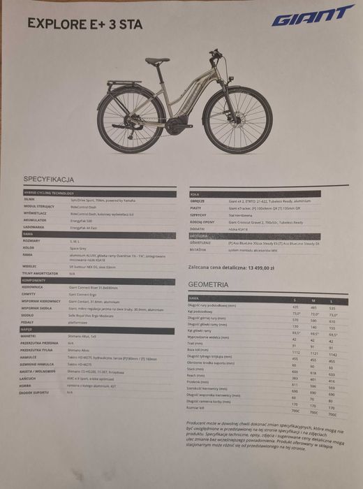 Rower elektryczny Giant Explore E+3 STA rama S-162-172 cm koła 28 cali