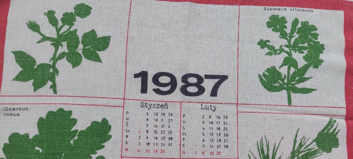 Ścierka lniana kalendarz 1987 PRL