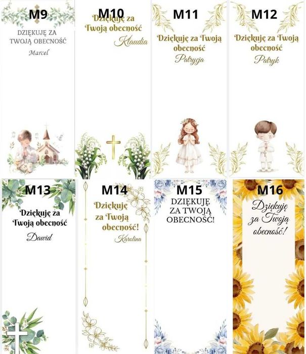Bileciki do czekoladek Merci Podziękowanie gości na Chrzest Komunia