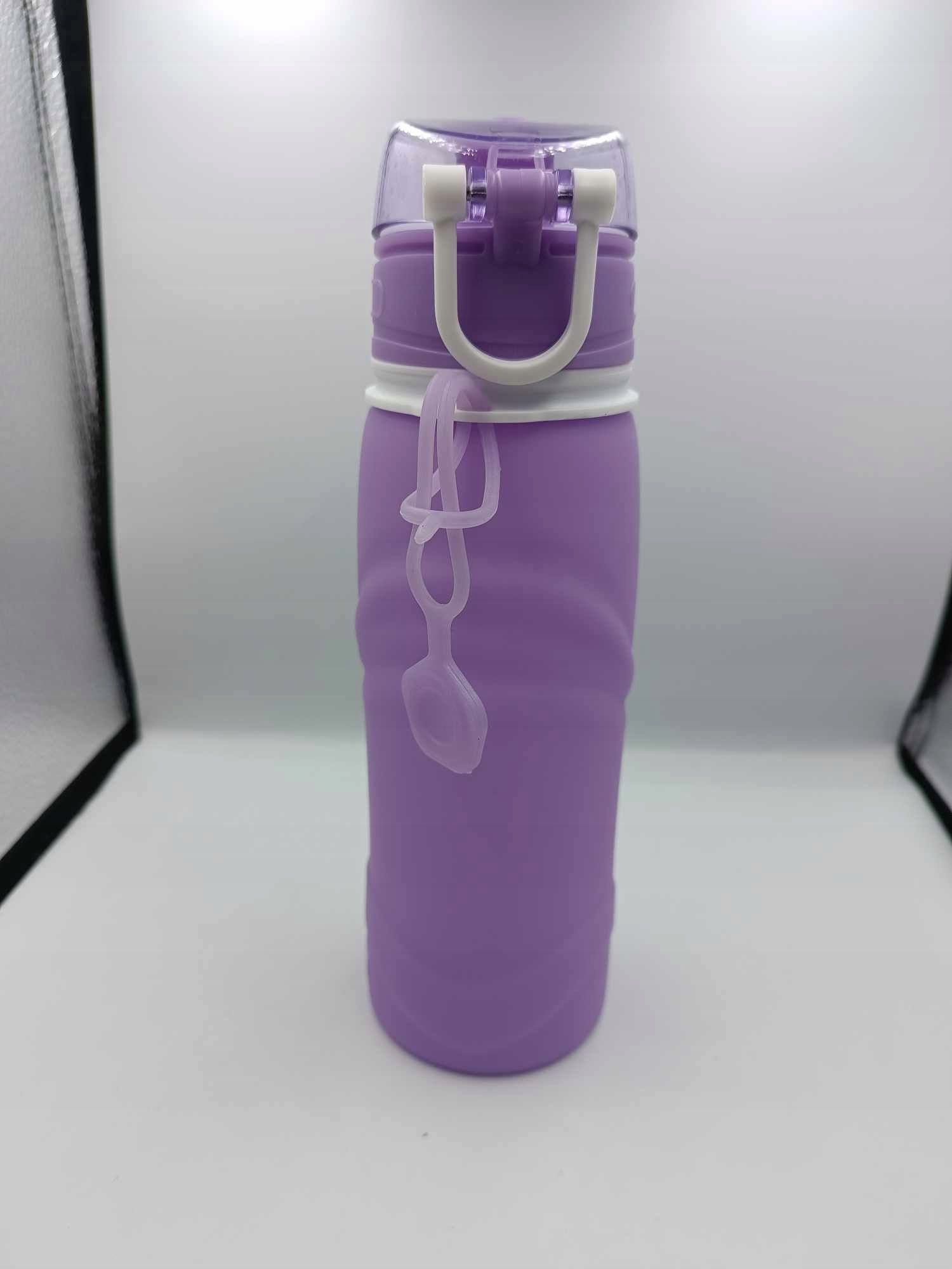 Kemier 750 ml Składana silikonowa butelki na wodę fioletowa