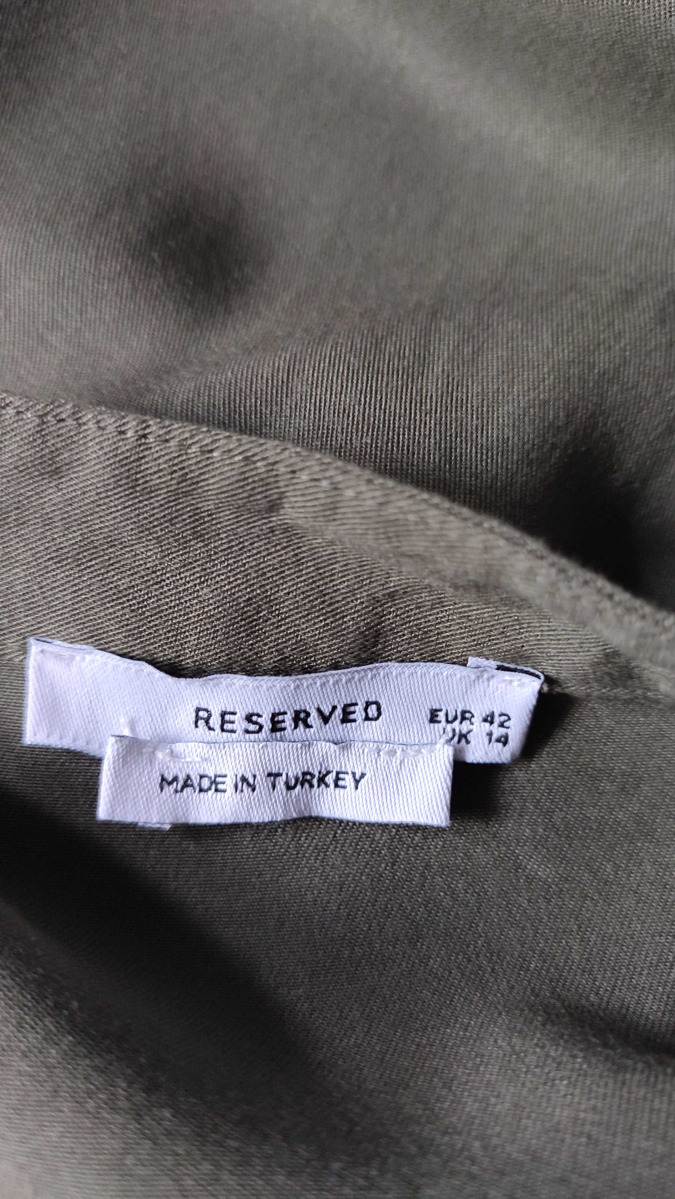 Bluzka damska khaki plus size tunika z rękawem 3/4 dekolt V rozmiar 42
