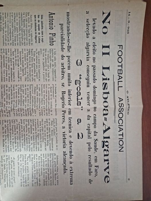 Jornal com 1 século 1925  Porto v Lisboa
