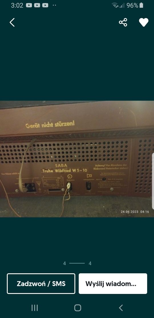 Radio Lampowe z Gramofonem Saba Sprawne Stan Kolekcjonerski Okazja !!!