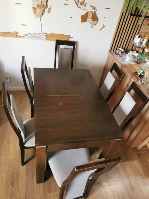 Stół rozkładany 80x120/190 z krzesłami
