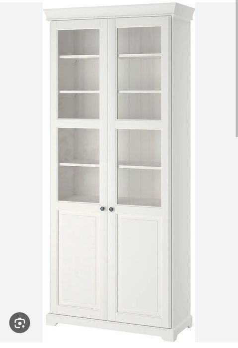 Zestaw mebli do salonu Ikea Liatorp biały - kredens, witryna, regał