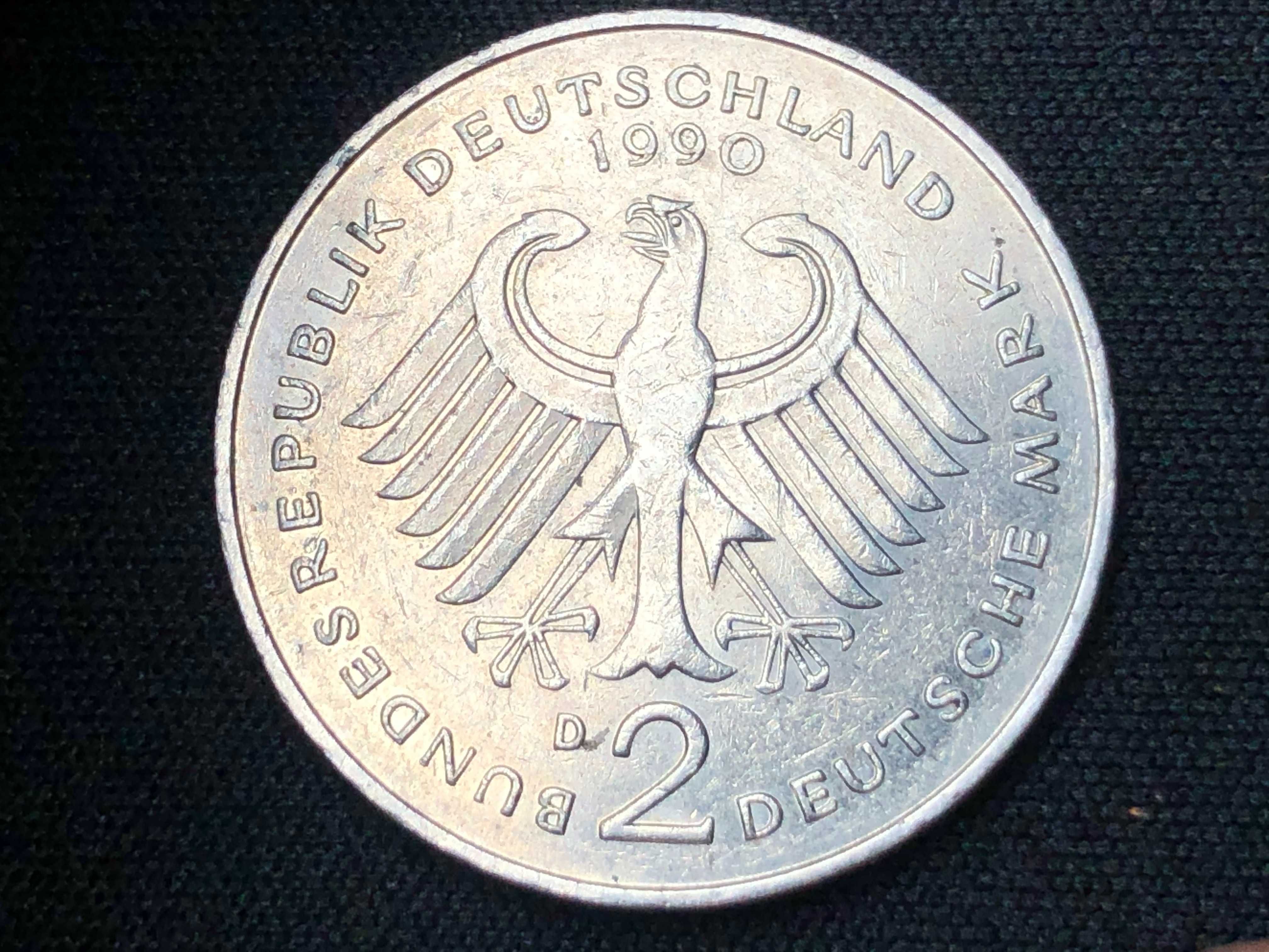 Lote 5 moedas - Alemanha Niquel 2 Mark 20º, 30º e 45º Aniversário RFA