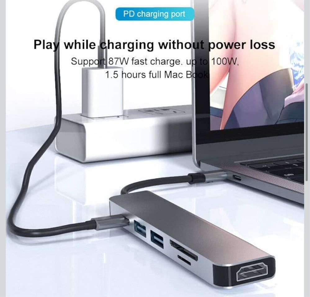 MOOKEENONE Stacja dokująca 6 w 1 USB-C HUB typu C