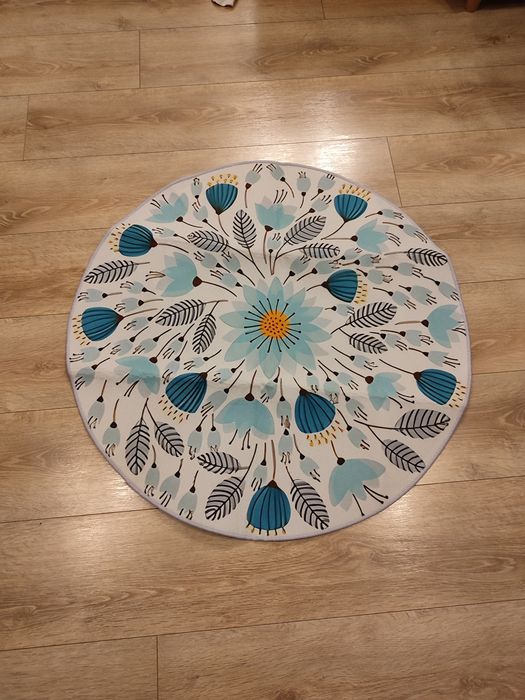 Nowy dywan okrągły 80 cm Kwiaty rozeta
