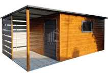 Schowek Domek Ogrodowy 3,5X3M + Wiata 2M Drzwi Okno Antracyt Id756
