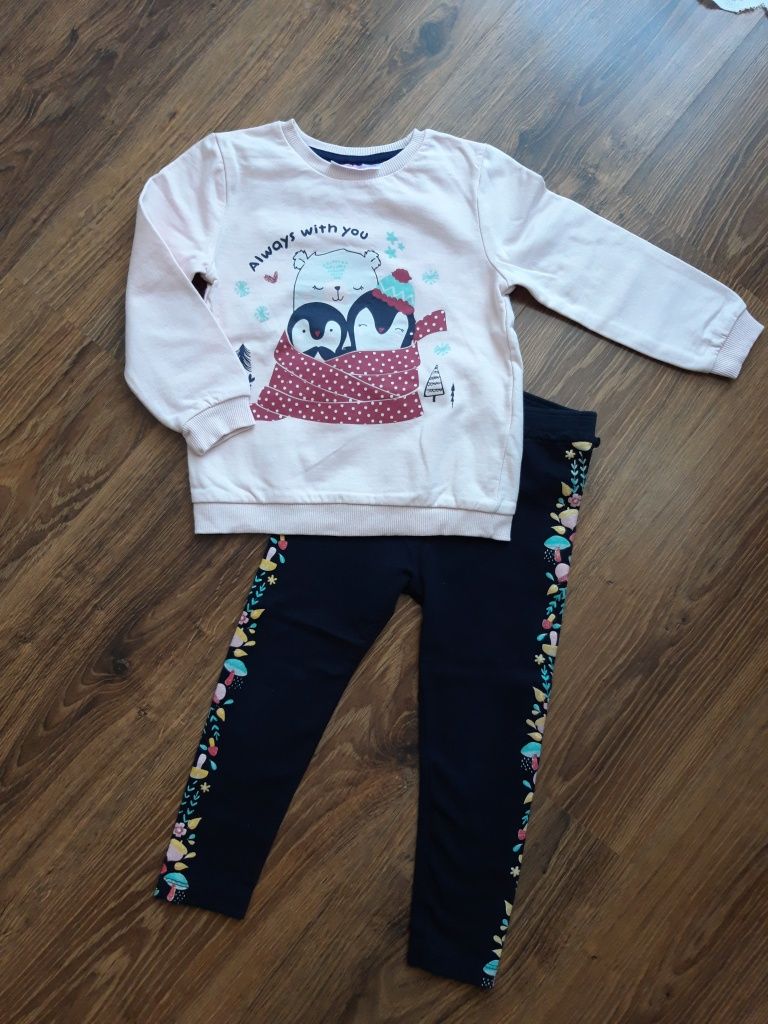 Komplet bluza dresowa i getry dla dziewczynki, rozmiar 98.
