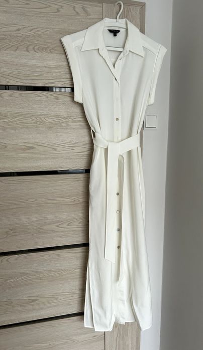 Sukienka letnia Massimo Dutti z paskiem – r. 38, wiskoza, len, bawełna