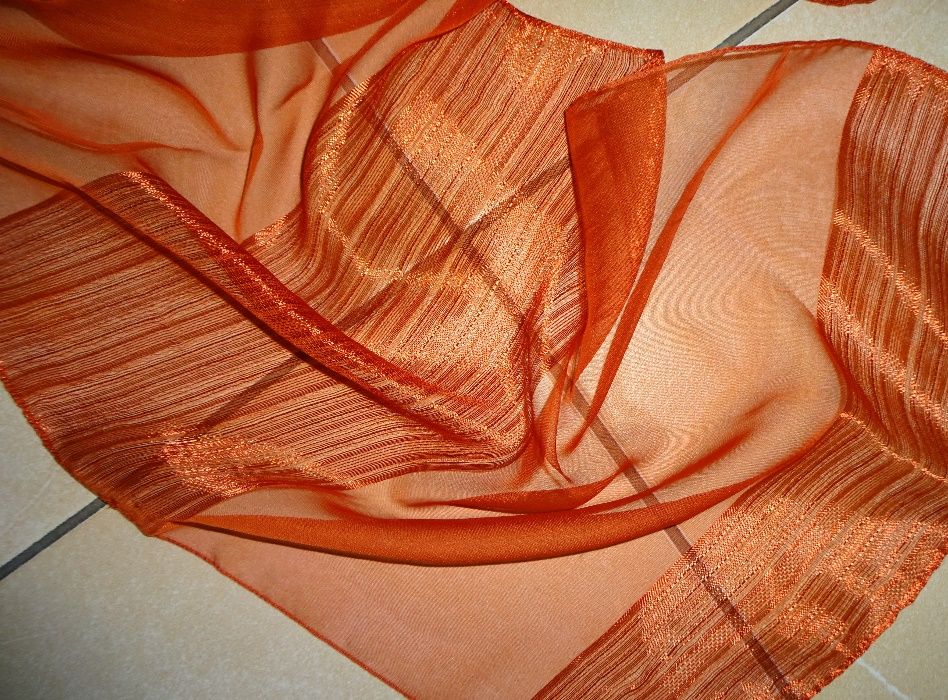 pomarańczowy CEGLANY delikatny elegancki szal szalik chusta apaszka