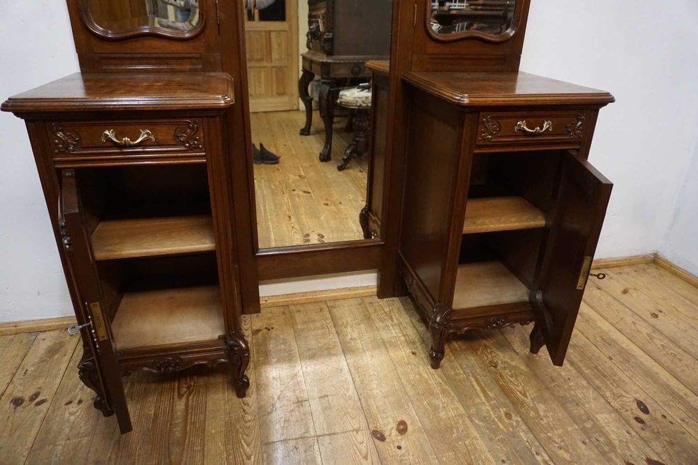 STARA TOALETKA LUSTRO z szafkami uchylne lustra fazowane