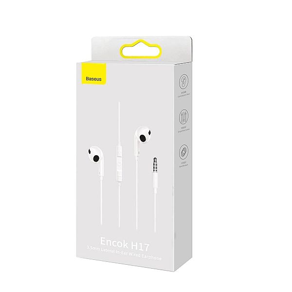 Baseus Encok H17 słuchawki przewodowe minijack 3.5mm biały (NGCR)