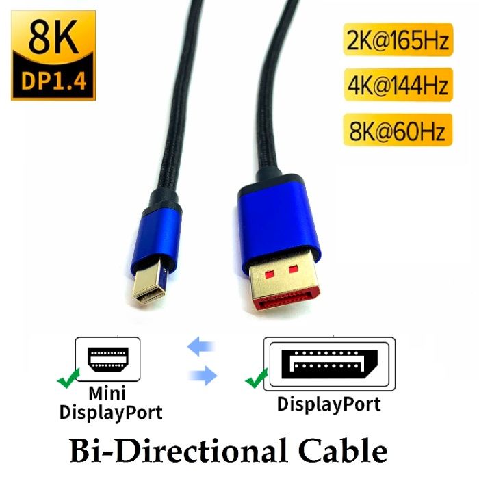 v1.4 8K Двунаправленный Кабель Mini DP DisplayPort to DP DisplayPort