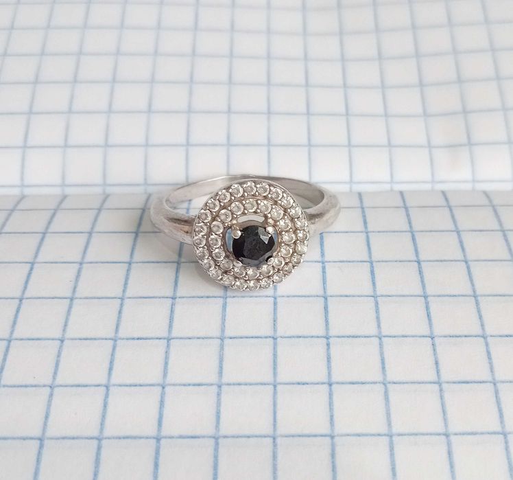 Колечко кільце з камнями, Срібло 925, Розмір 17,4