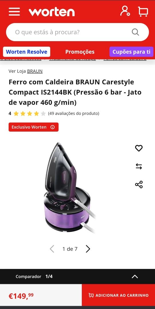 Ferro engomar Braun carestyle compact