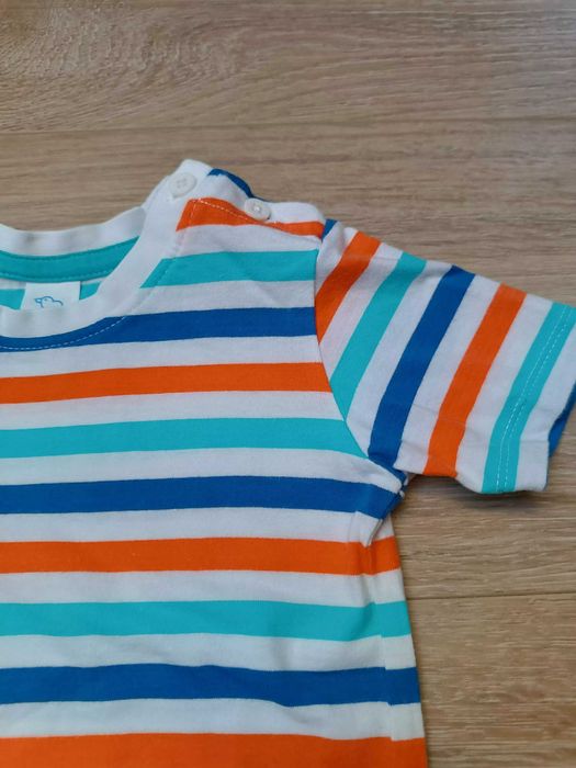 Bluzka koszulka t-shirt krótki rękaw poziome paski 'C&A' 80