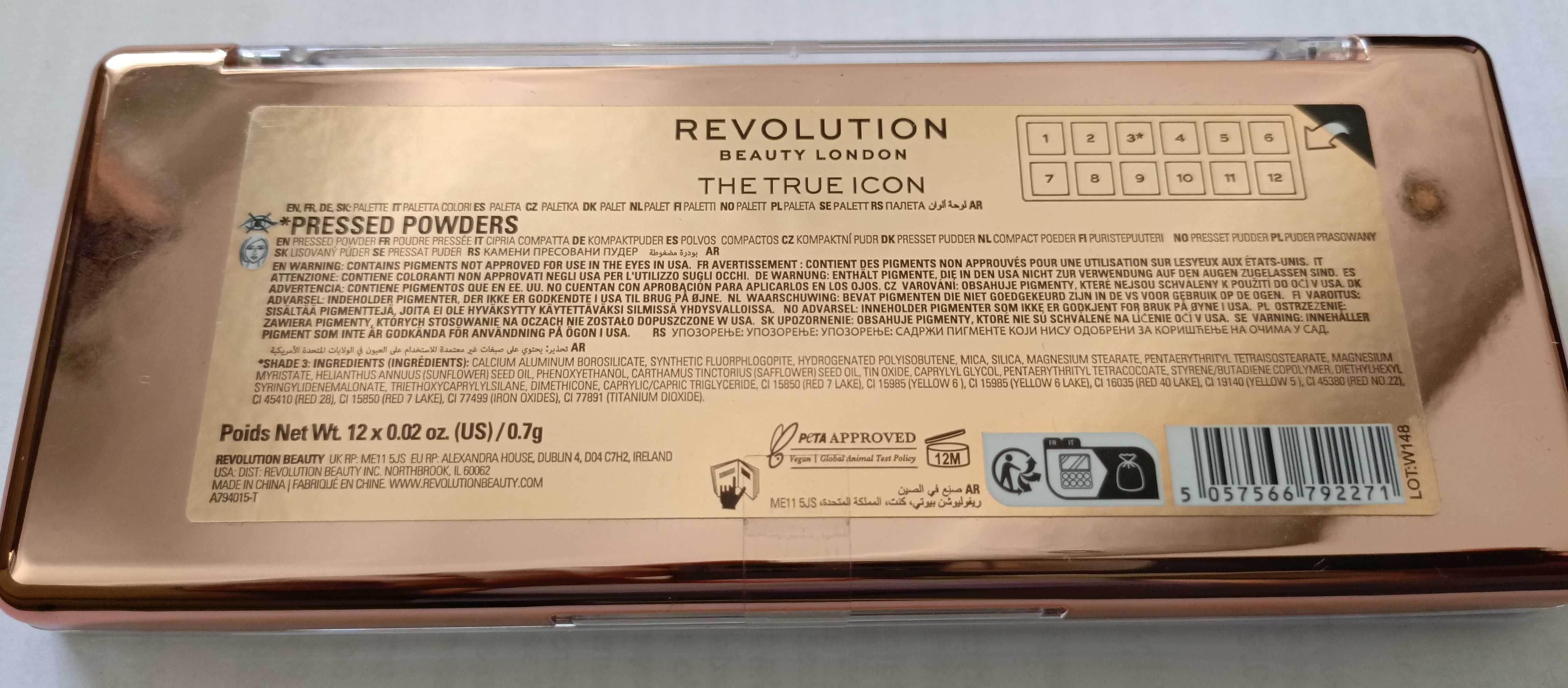 Revolution The True Icon - paleta cieni do powiek 12x0,7g