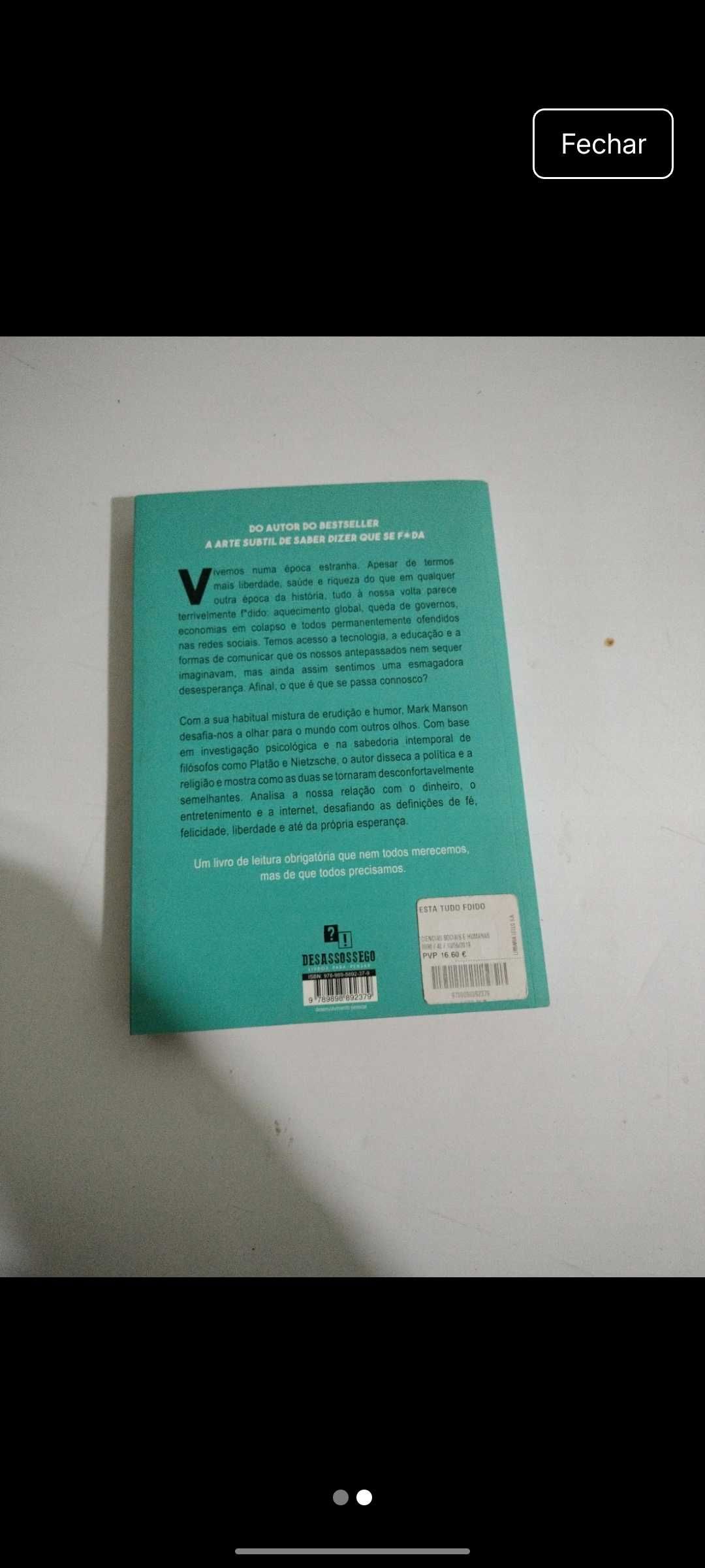 Livro Novo : "Está tudo f*odido" de Mark Manson