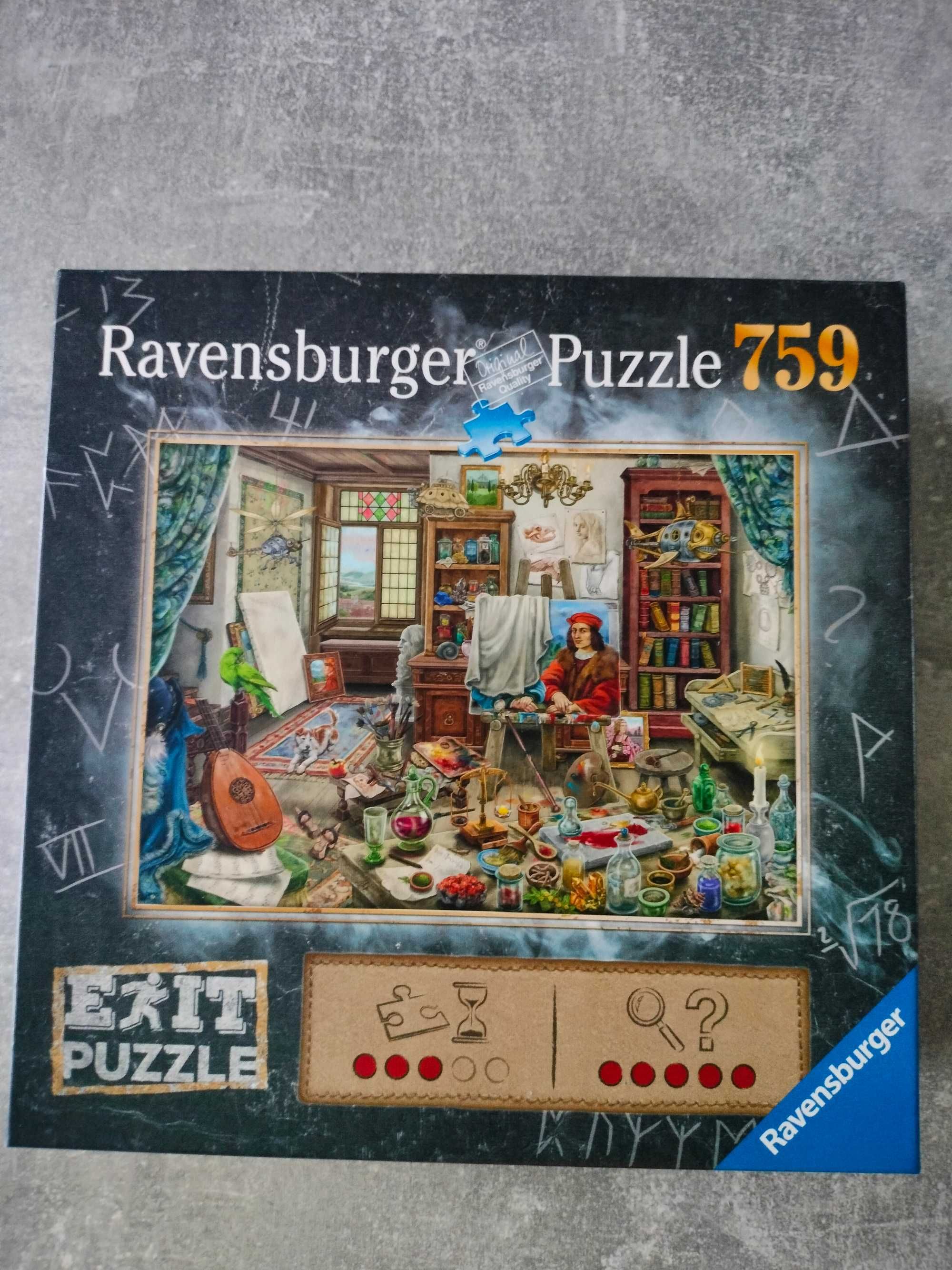 4x zestaw Exit puzzle sztorm studio artysty wataha wilkow smok