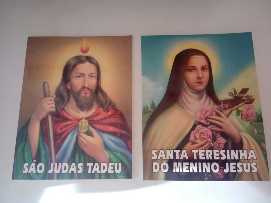Gravura papel Nossa Senhora de Fátima 30x21 cm + Livros religiosos