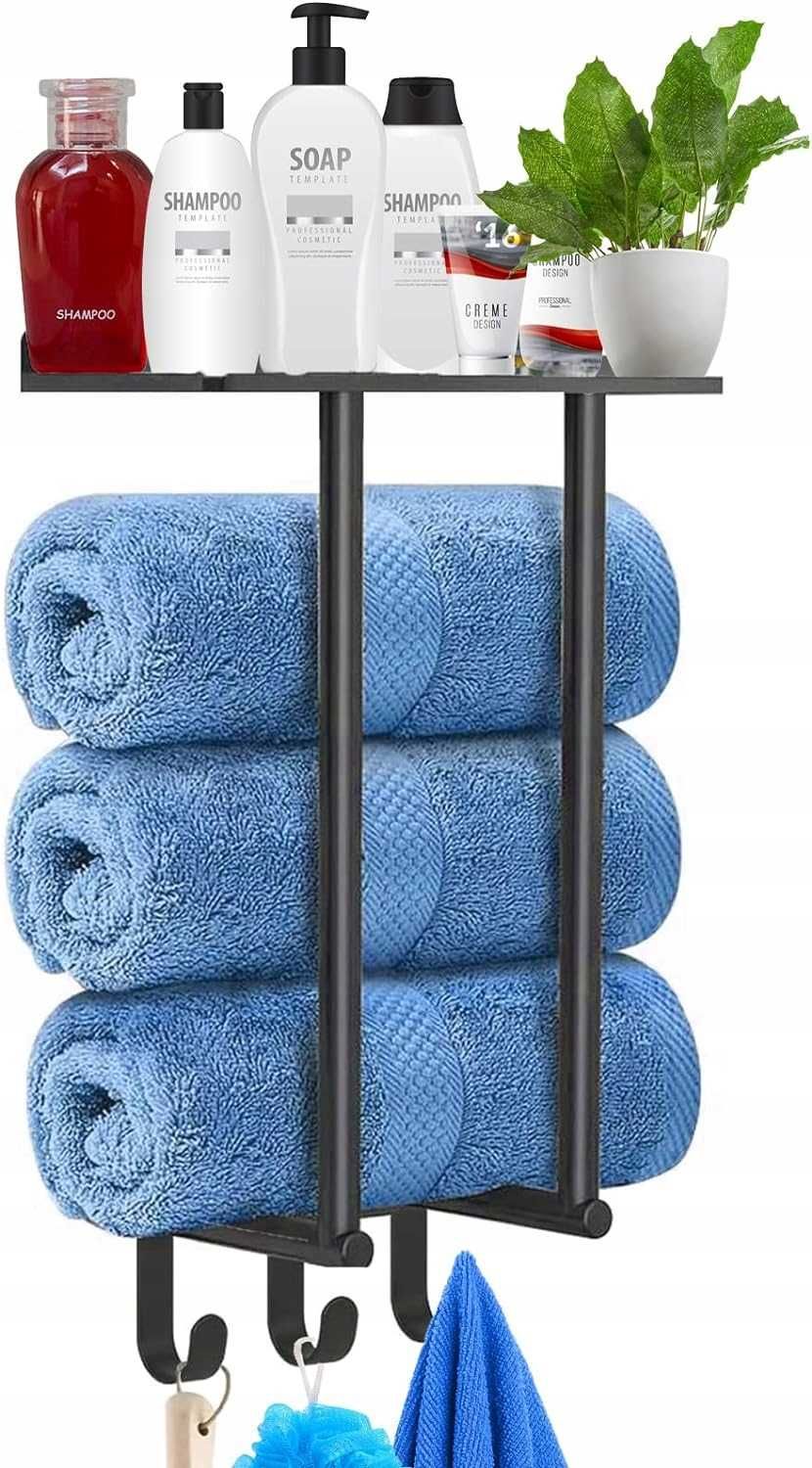 Wieszak na ręczniki łazienkowy czarny loft