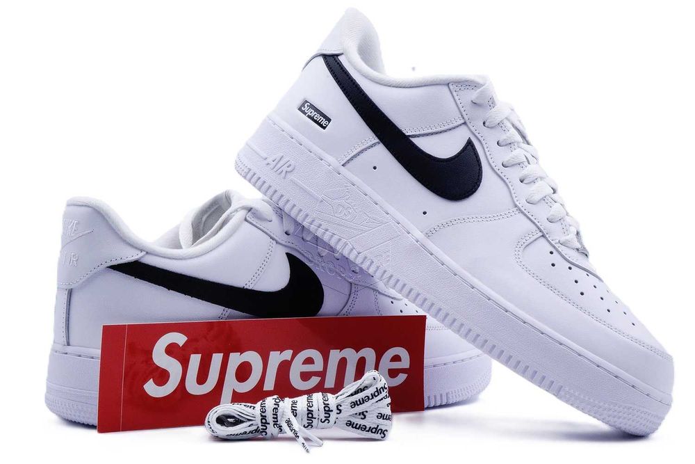 Nike AIR FORCE 1 Low SUPREME White & Black / CU9225–102
