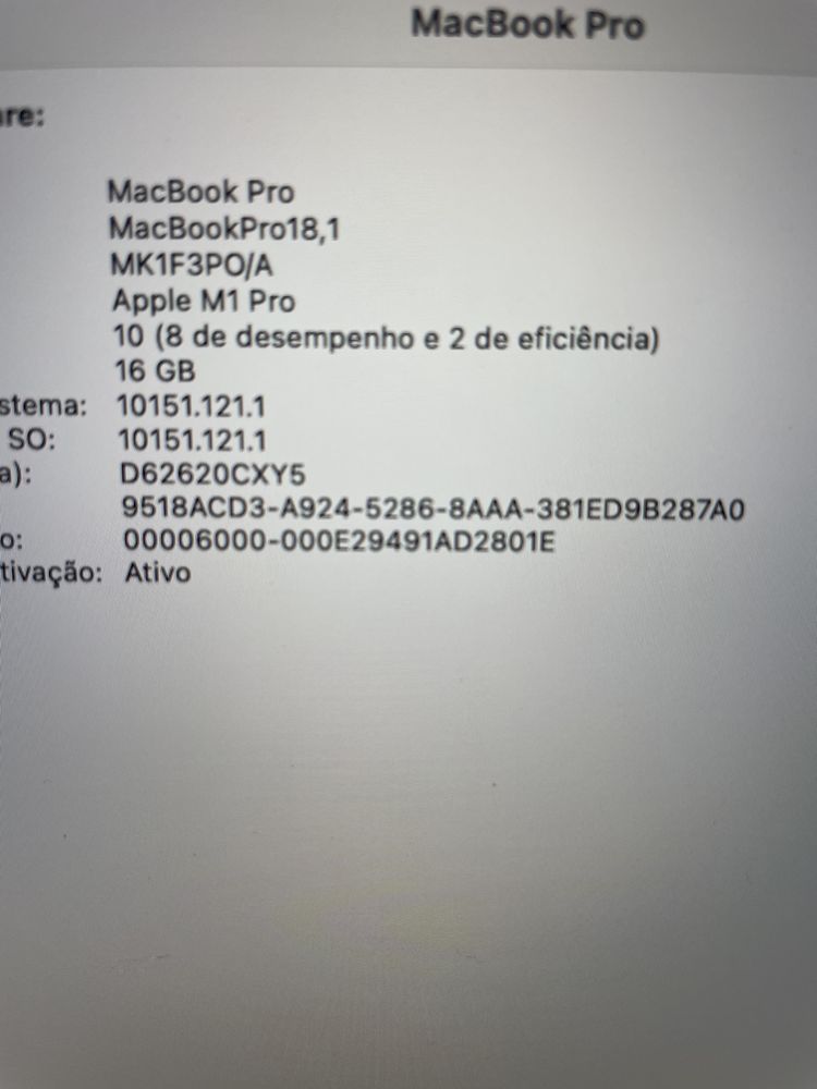 Apple Macbook Pro M1 de 16” com 3 anos de garantia e seguro