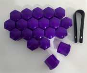20 Capas de Porca de Roda 17 mm – Roxas/Violetas – Anti-Pó – Novas
