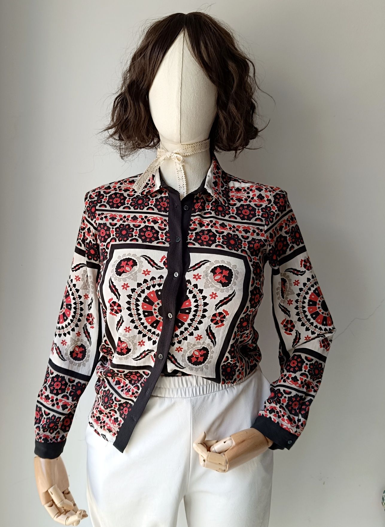 Zara bluzka biust 48x2 M L Maroko patchwork ornament elegancka