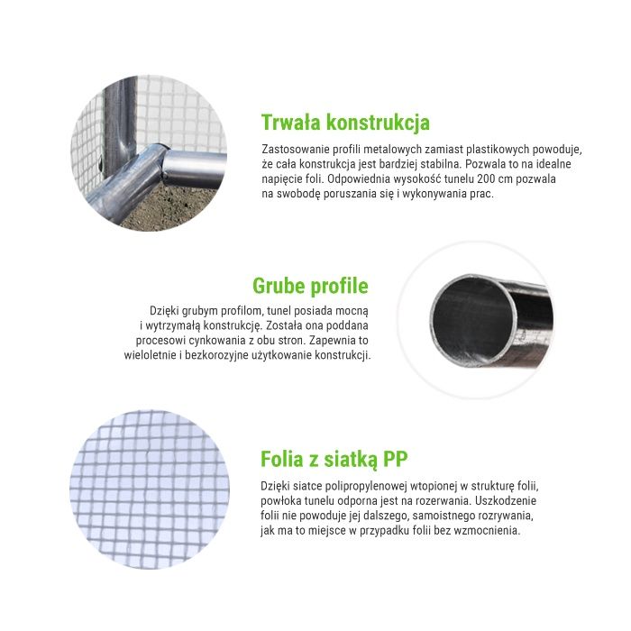 Tunel ogrodowy 2x3,5x2m. biały TUNEL SZKLARNIA NAMIOT