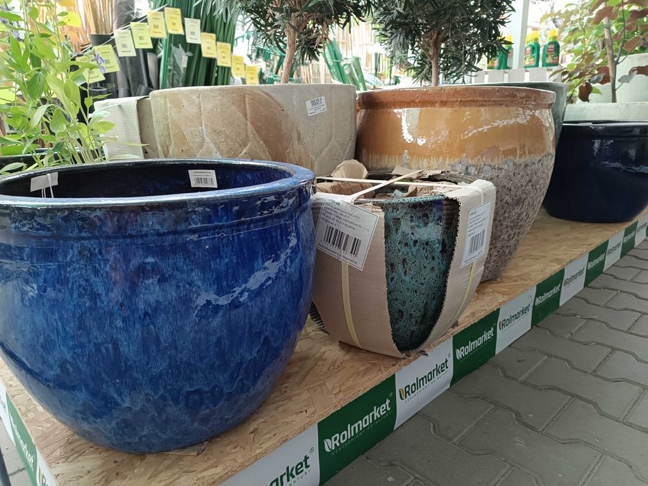 Donice Ceramiczne do Ogrodu Doniczki Szkliwione Tarasowe różne wzory
