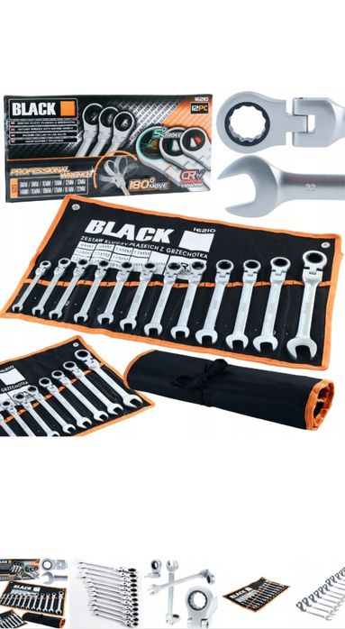 Klucze płasko oczkowego grzechotką kątowe łamane