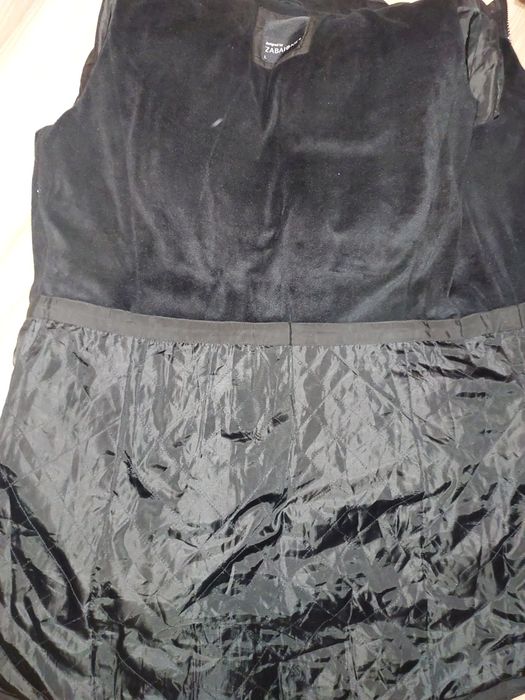 Długa, cieplana, pikowana kurtka