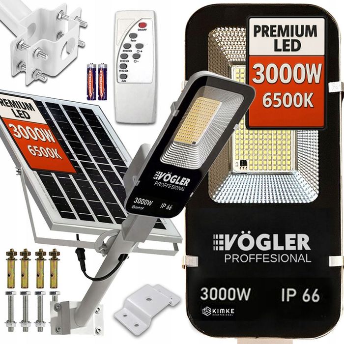 LAMPA SOLARNA 3000W z Czujnikiem Ruchu I Zmierzchu Latarnia Mocna