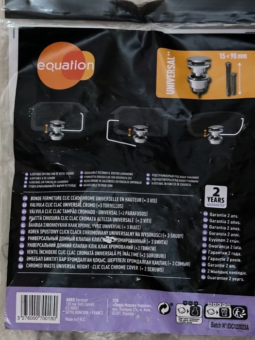 Korek spustowy klik-klak do umywalki, uniwersalny