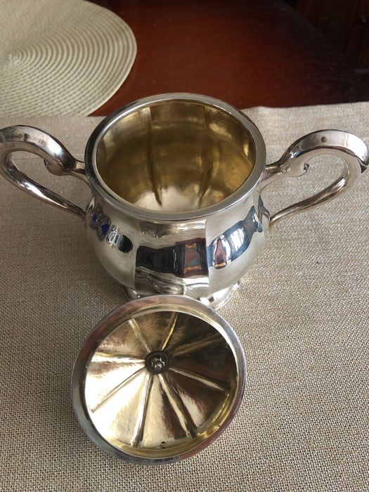 Srebrna cukiernica  Pr 3 , Austro - Węgry -Peszt złocona XIXw 598 gram