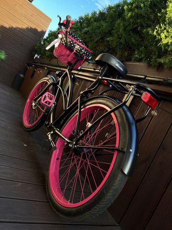 Rower Plumbike La Donna Czarno-Różowy pełen wypas