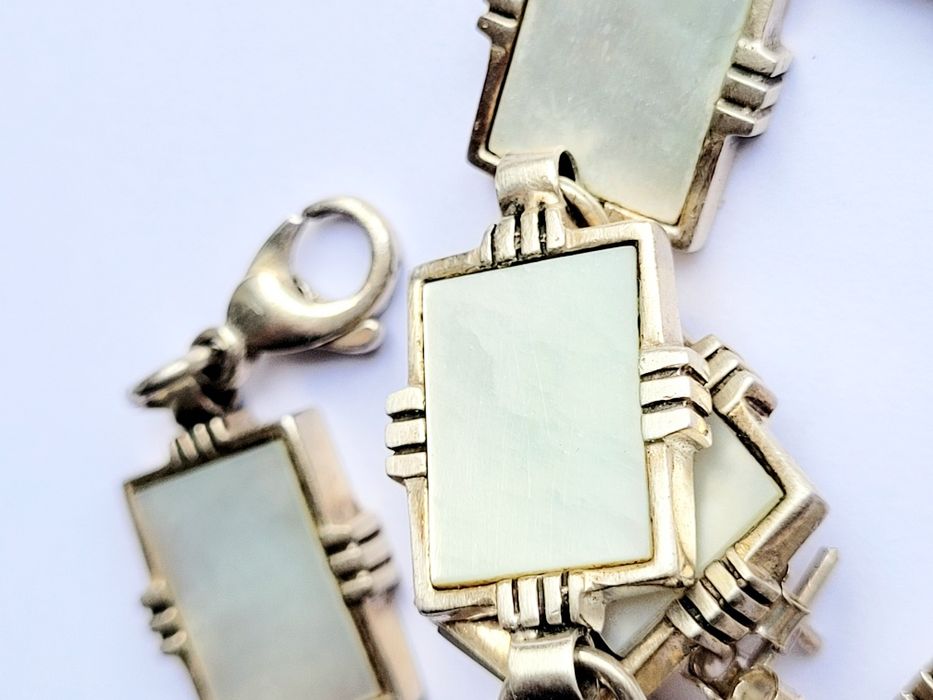 Bransoletka i kolczyki srebro 925 masa perłowa, masywne i eleganckie