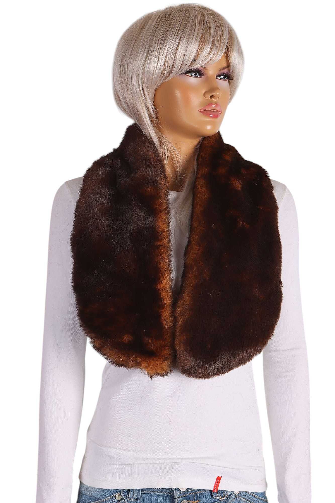 ACCESSORIZE futrzany kołnierz szal dopinka sztuczne futerko lux 114x18