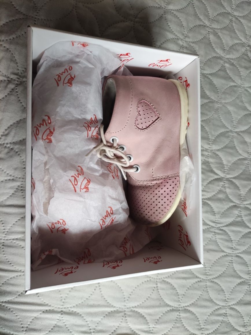 Buty przejściowe jesień trzewiki 22 emel różowe zamszowe dla dziewczyn