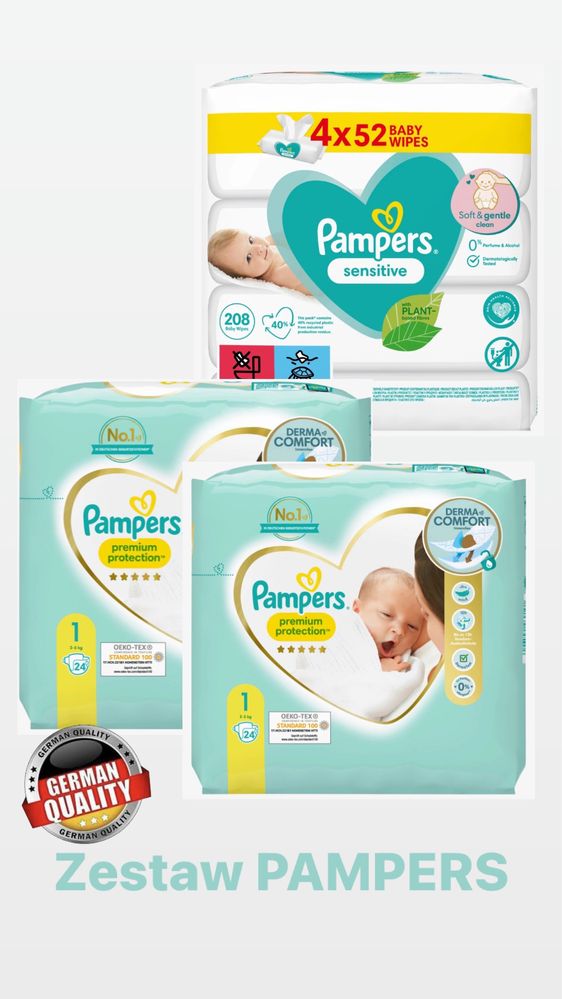 Zestaw Startowy PAMPERS Dla Noworodka - 3 elementy