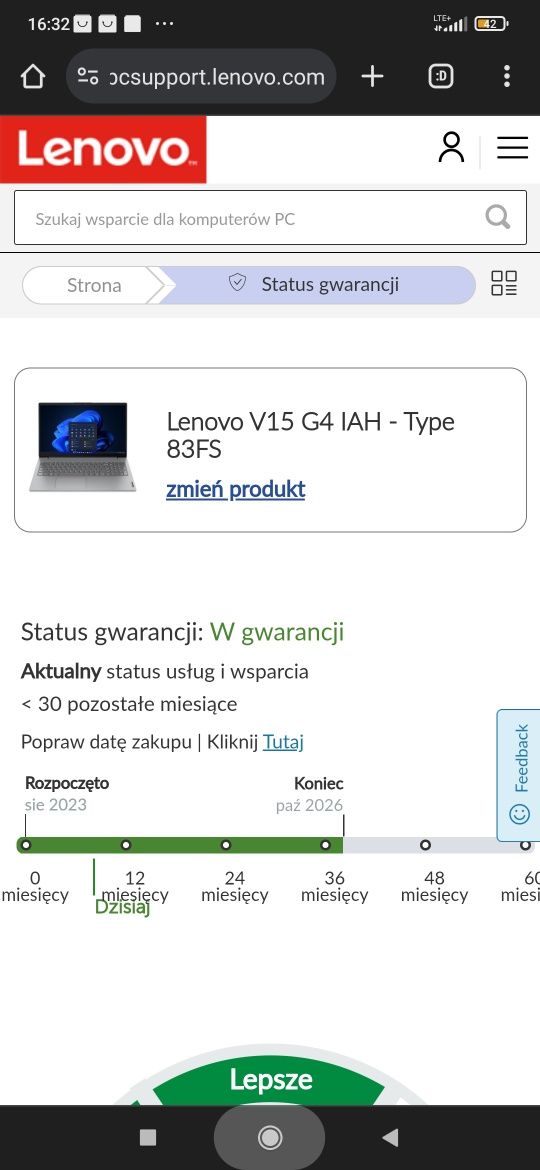 Nowy laptop Lenovo i5-12500H 2.5- 4.5 GHz /8GB/500 SSD/win 11 pro.