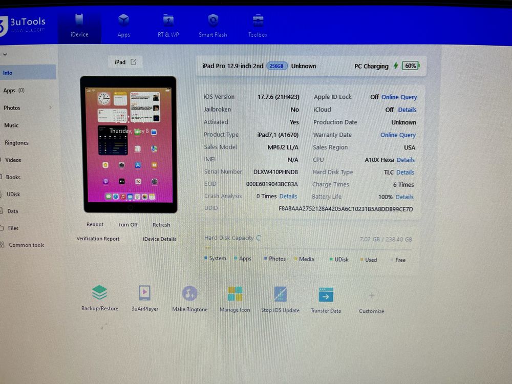 iPad Pro 12.9 256 Gb (2-Gen) 100% АКУМ 6 циклів! ІДЕАЛ 120 герц rose