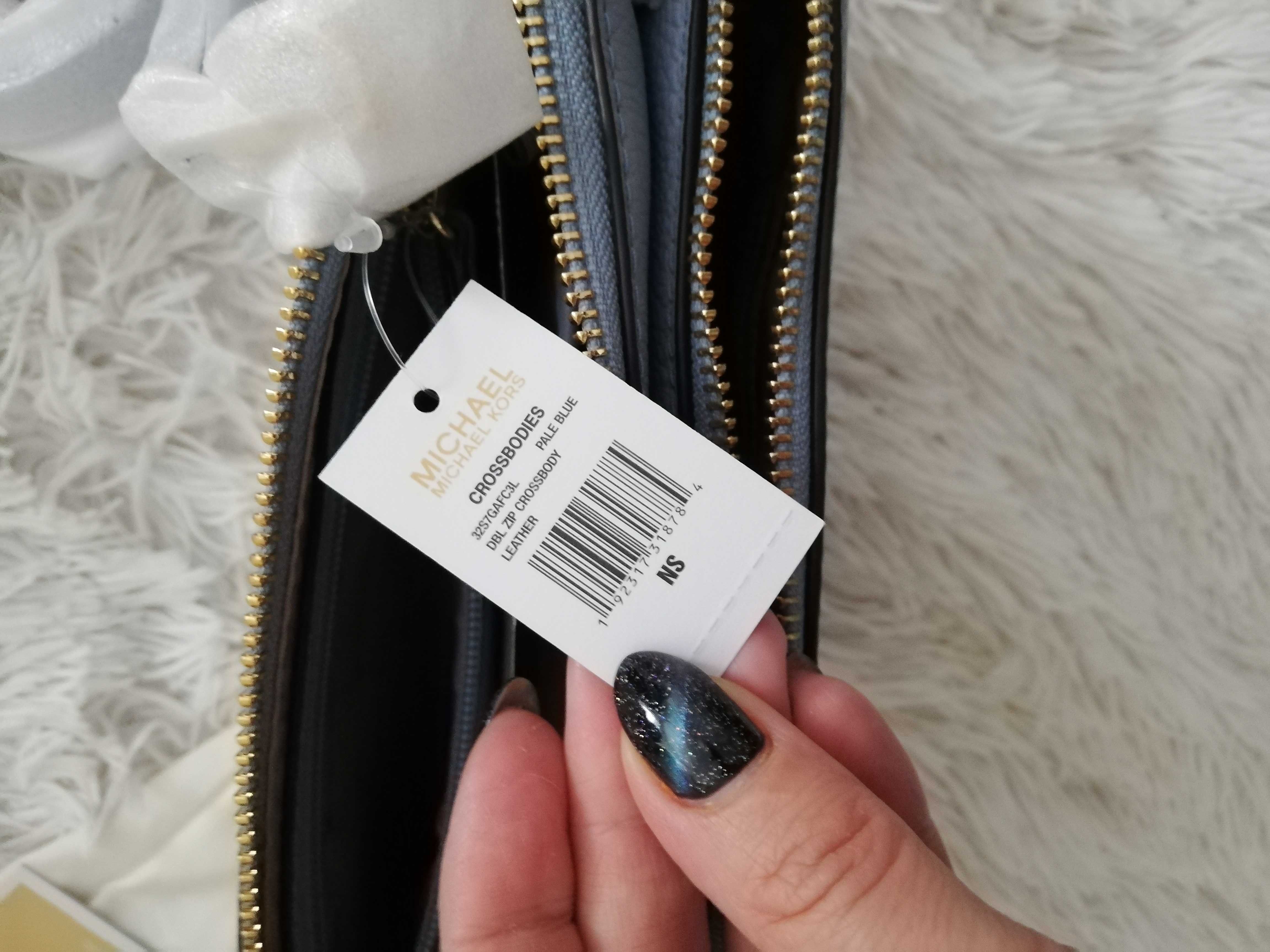 torebka Michael Kors skórzana niebieska crossbodies podwójna