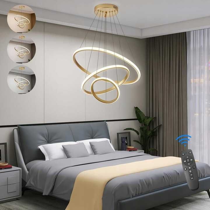 KSIBNW Nowoczesna Lampa Wisząca LED 3 Pierścienie 45W